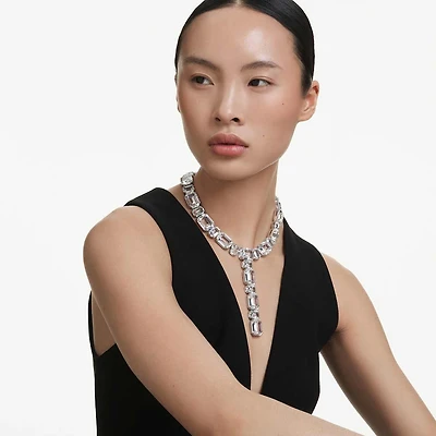 Millenia necklace, Mixed cuts, White, Rhodium plated by SWAROVSKI