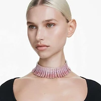 Matrix choker, Baguette cut, Pink, Rhodium plated by SWAROVSKI