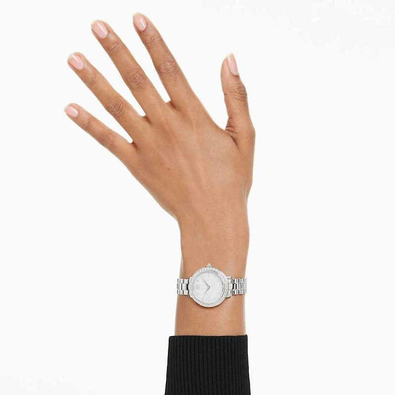 Matrix 3-link watch, Swiss Made, Metal bracelet, Silver Tone, Stainless steel by SWAROVSKI