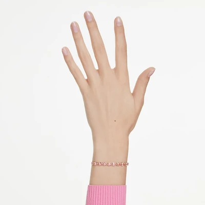 Matrix Tennis bracelet, Pear cut, Pink, Gold-tone plated by SWAROVSKI