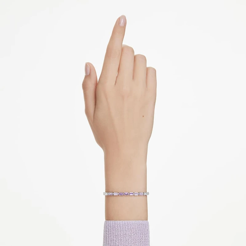 Matrix bracelet, Baguette cut, Purple, Rhodium plated by SWAROVSKI