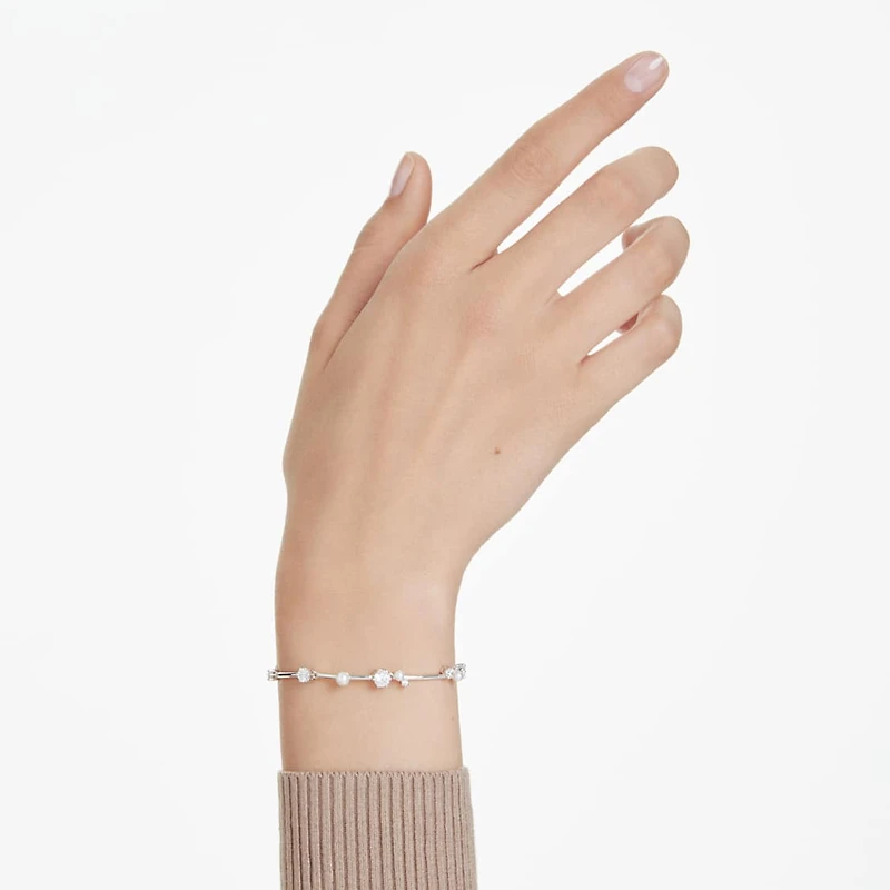 Constella bracelet, Crystal pearl, Round cuts, White