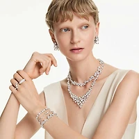 Constella bracelet, Crystal pearl, Round cuts, White