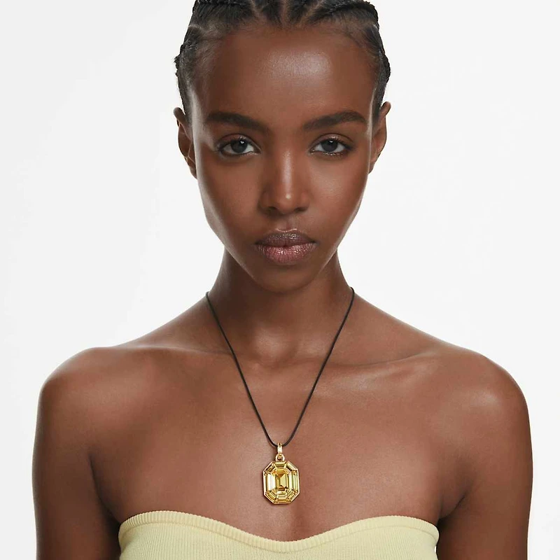 Lucent pendant, Octagon shape, Yellow, Gold-tone plated by SWAROVSKI