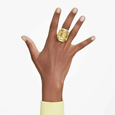 Lucent cocktail ring, Octagon shape, Yellow, Gold-tone plated by SWAROVSKI