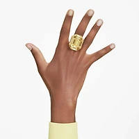 Lucent cocktail ring, Octagon shape, Yellow, Gold-tone plated by SWAROVSKI