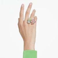 Idyllia ring, Mixed cuts, Flower, Multicolored, Gold-tone plated by SWAROVSKI