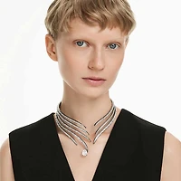 The Vienna Collection choker, Feather, White, Ruthenium plated by SWAROVSKI
