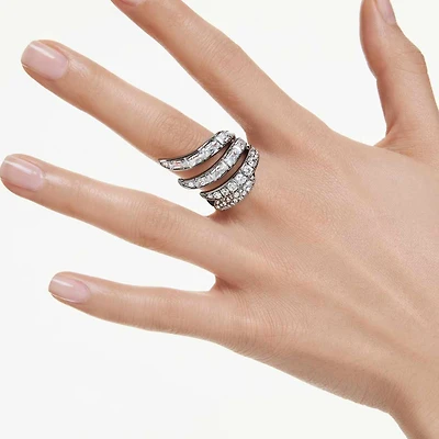 The Vienna Collection ring, Swan, White, Ruthenium plated by SWAROVSKI