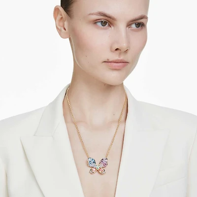 Idyllia pendant and brooch, Mixed cuts, Pavé, Butterfly, Multicoloured, Gold-tone plated by SWAROVSKI