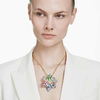 Idyllia pendant and brooch, Mixed cuts, Pavé, Flower, Multicolored, Gold-tone plated by SWAROVSKI