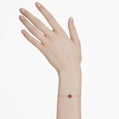 Birthstone bracelet, Square cut, January, Red, Rhodium plated by SWAROVSKI