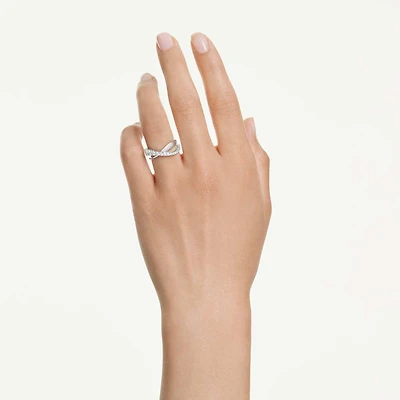 Hyperbola ring, Mixed cuts, White, Silver-tone finish by SWAROVSKI