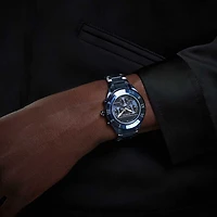 Dextera chrono watch, 39mm, Swiss Made, Metal bracelet, Blue, Blue finish by SWAROVSKI