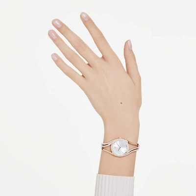 Hyperbola bangle watch, Swiss Made, Metal bracelet, Rose gold tone, Rose gold-tone finish by SWAROVSKI