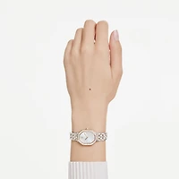 Dextera octagon watch, Swiss Made, Metal bracelet, Silver tone, Rose gold-tone finish by SWAROVSKI