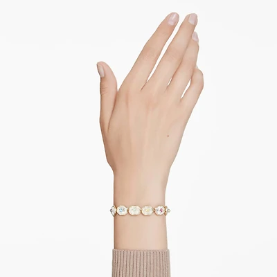 Chroma bracelet, Octagon cut, Multicoloured, Gold-tone plated by SWAROVSKI