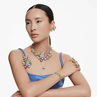 Idyllia necklace, Mixed cuts, Pavé, Flower, Multicoloured, Gold-tone plated by SWAROVSKI