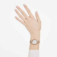 Imber oval watch, Swiss Made, Metal bracelet, Gold tone, Rose gold-tone finish by SWAROVSKI