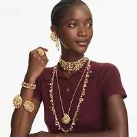 Gema necklace, Mixed cuts, Yellow, Gold-tone plated by SWAROVSKI