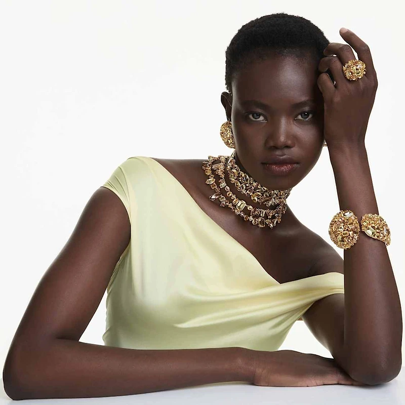 Gema cuff, Yellow, Gold-tone plated by SWAROVSKI