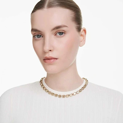 Millenia necklace, Octagon cut, Yellow, Gold-tone plated by SWAROVSKI