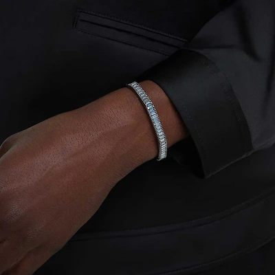 Matrix bangle, Baguette cut, Octagon shape, Grey, Ruthenium plated by SWAROVSKI