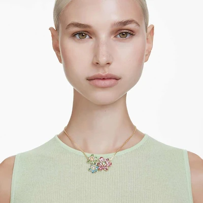 Idyllia pendant, Mixed cuts, Flower, Multicolored, Gold-tone plated by SWAROVSKI