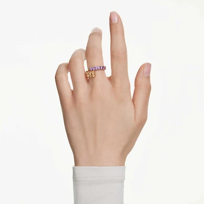 Matrix ring, Mixed cuts, Multicoloured, Gold-tone plated by SWAROVSKI