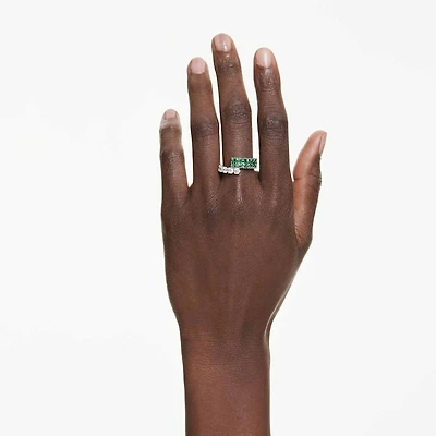 Matrix ring, Mixed cuts, Green, Rhodium plated by SWAROVSKI