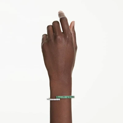 Matrix bangle, Mixed cuts, Green, Rhodium plated by SWAROVSKI