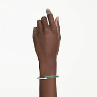 Matrix bangle, Mixed cuts, Green, Rhodium plated by SWAROVSKI