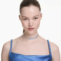 Matrix choker, Mixed cuts, Blue, Rhodium plated by SWAROVSKI