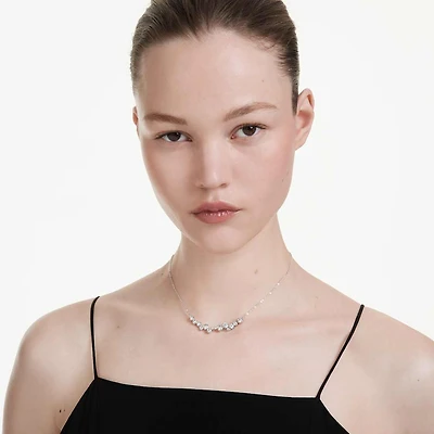Constella necklace, Mixed cuts, White, Rhodium plated by SWAROVSKI