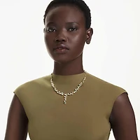 Constella Y necklace, Mixed cuts, Green, Gold-tone plated by SWAROVSKI