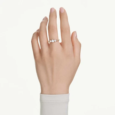 Stilla Attract ring, Round cut, White, Gold-tone plated by SWAROVSKI