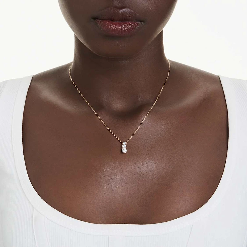 Stilla Attract pendant, Round cut, White, Gold-tone plated by SWAROVSKI