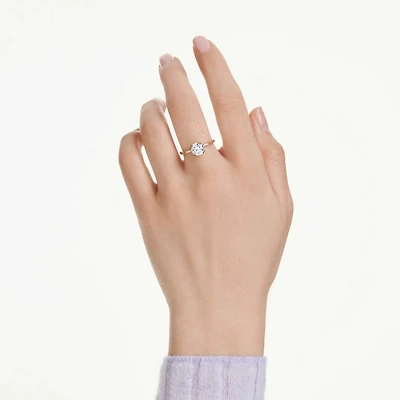 Stilla cocktail ring, Round cut, White, Gold-tone plated by SWAROVSKI