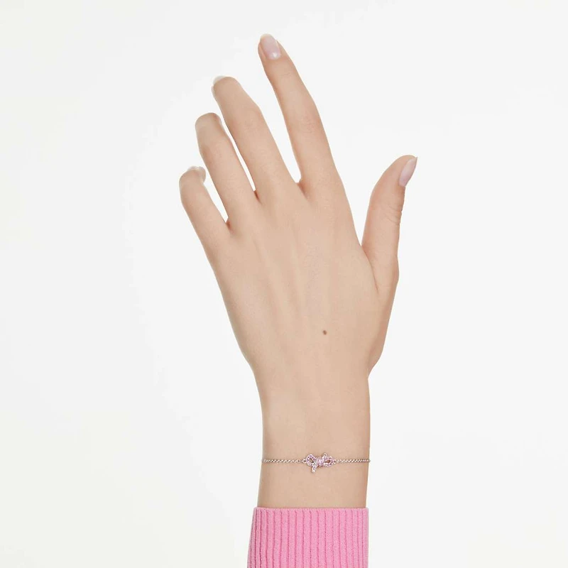 Lifelong Bow bracelet, Bow, Pink, Rhodium plated by SWAROVSKI