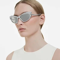 Sunglasses, Cat-Eye shape, Silver Tone by SWAROVSKI