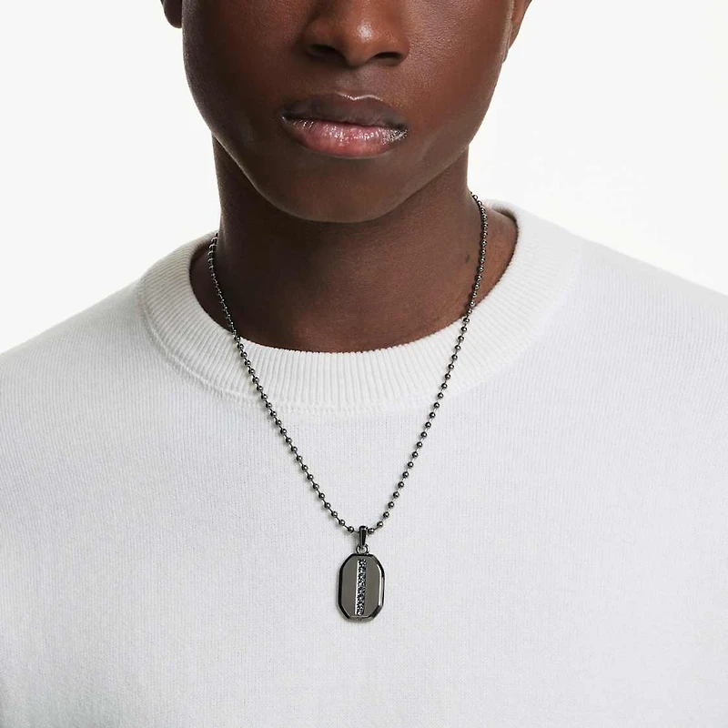 Dextera pendant, Octagon shape, Round cut, Black, Ruthenium plated by SWAROVSKI