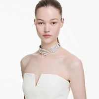 Matrix choker, Mixed cuts, White, Rhodium plated by SWAROVSKI