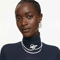 Matrix necklace, Baguette cut, White, Rhodium plated by SWAROVSKI