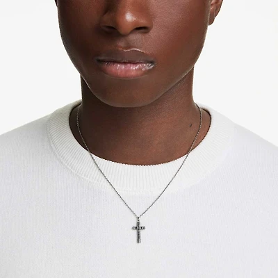 Insigne pendant, Cross, Grey, Ruthenium plated by SWAROVSKI