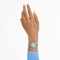 Matrix bangle watch, Swiss Made, Crystal bracelet, Blue, Stainless steel by SWAROVSKI