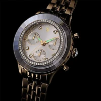 Octea chrono watch, Swiss Made, Metal bracelet, Gold tone, Champagne gold-tone finish by SWAROVSKI