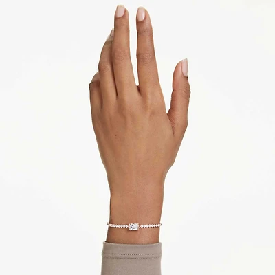 Matrix Tennis bracelet, Mixed cuts, White, Rose gold-tone plated by SWAROVSKI