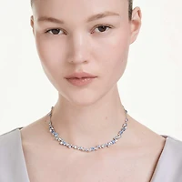 Constella necklace, Mixed cuts, Blue, Rhodium plated by SWAROVSKI