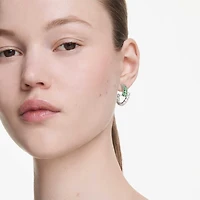 Matrix hoop earrings, Mixed cuts, Green, Rhodium plated by SWAROVSKI