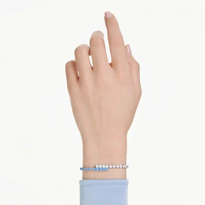 Matrix bracelet, Mixed cuts, Blue, Rhodium plated by SWAROVSKI